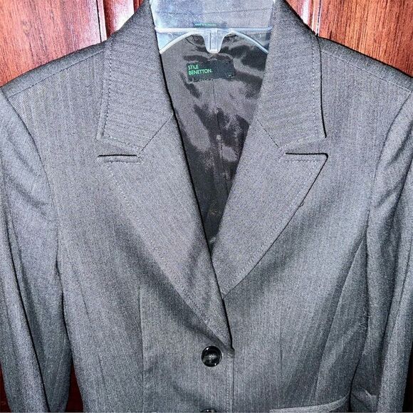 Vintage Stile Benetton Women's Gray Blazer Jacket Size 40 Business Casual Fitted - Picture 7 of 11